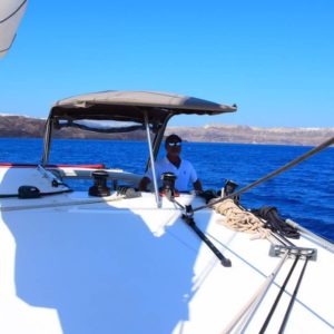 Yannis Daskalakis skipper in Thirasia-Santorini